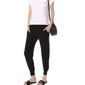 Monrow Black High Rise Lightweight Easy Woven Pull On Joggers Black Size Medium